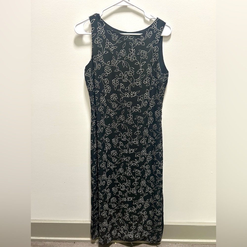 Vintage 90s Floral Print Sleeveless Maxi Dress Petite Size 6